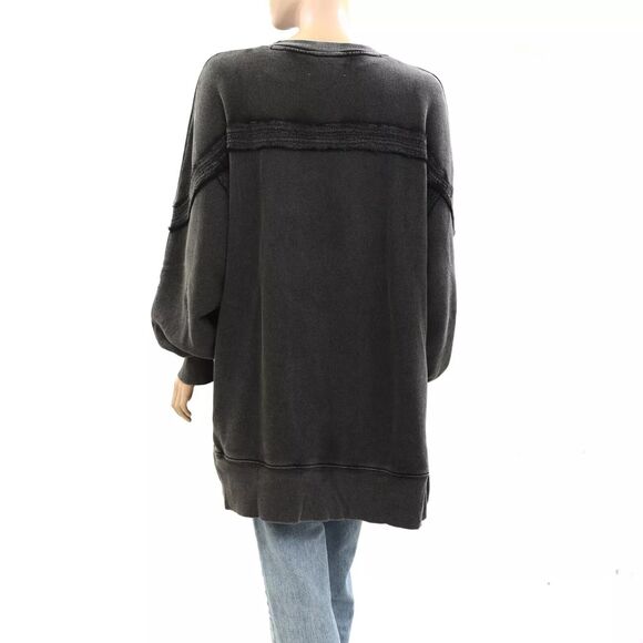 Free People Taylor Sweatshirt Tunic Top Oversized Solid Slouchy Cotton XS 277468 - Picture 8 of 9